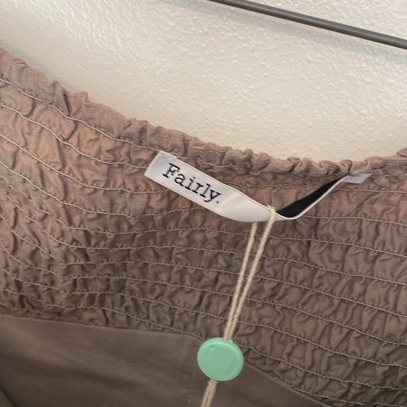 Fairly strapless  metallic puff side zip lined silk cotton blended dress med - Picture 3 of 9